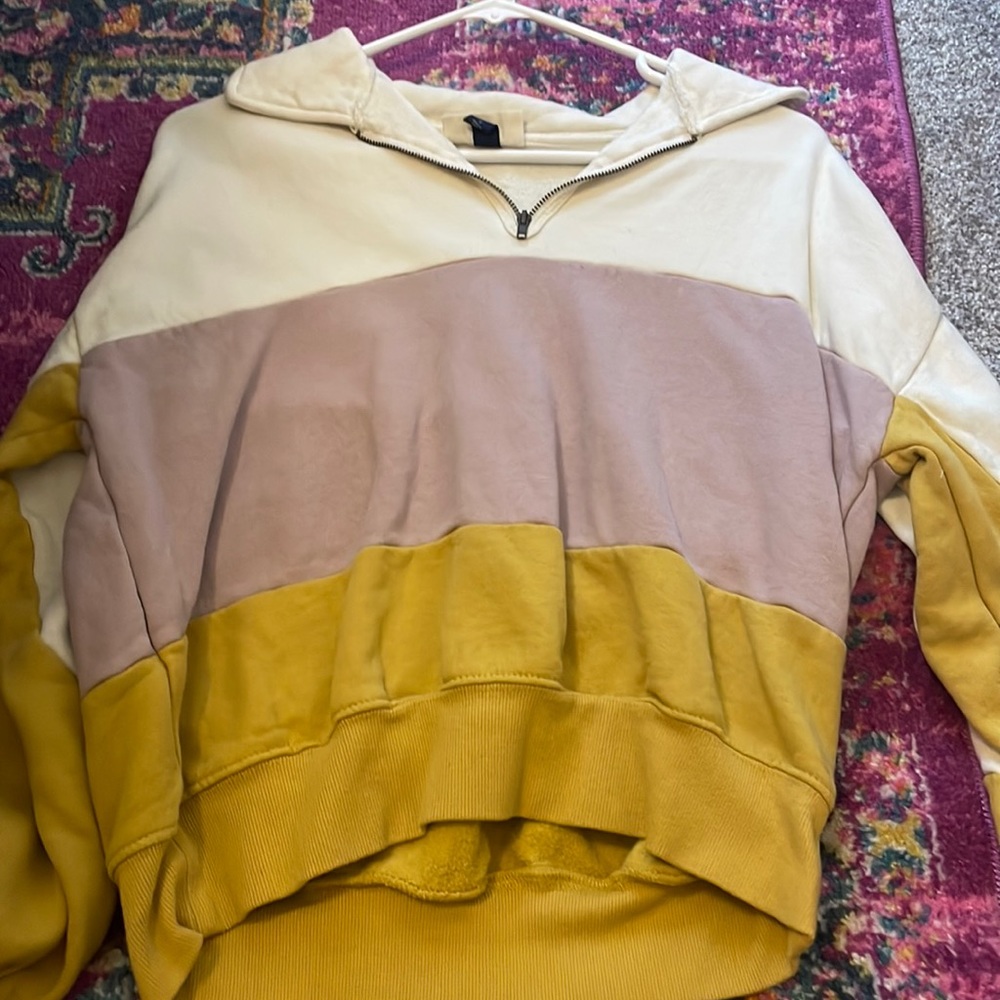color block half zip sweater